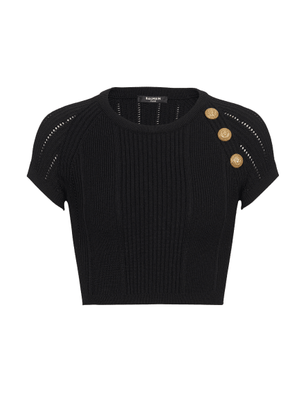 3-button fine knit top
