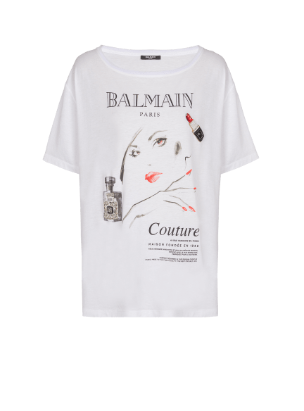 Printed Balmain Beauty T-shirt with patches