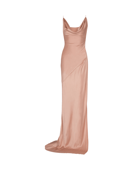 Vestido abierto de satén drapeado 