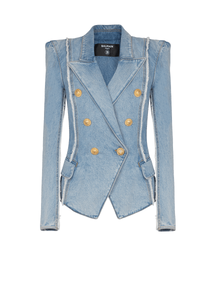 6-button tailored denim jacket