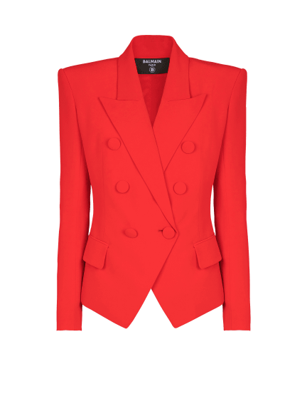 Fitted crepe 6-button jacket