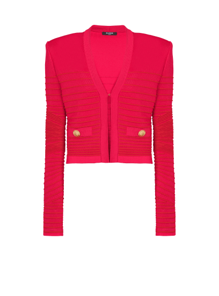 Strickjacke mit durchgehendem Zopfmuster