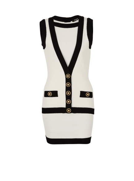Robe bicolore en maille avec gilet en trompe-l'œil