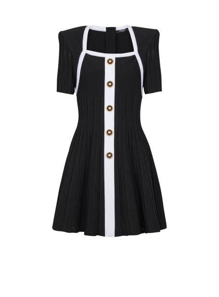 Robe bicolore évasée en maille 