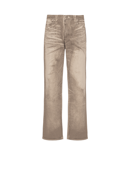 Loose-fit beige denim jeans