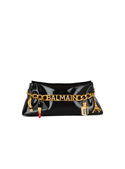 1945 Soft clutch in striped patent leather