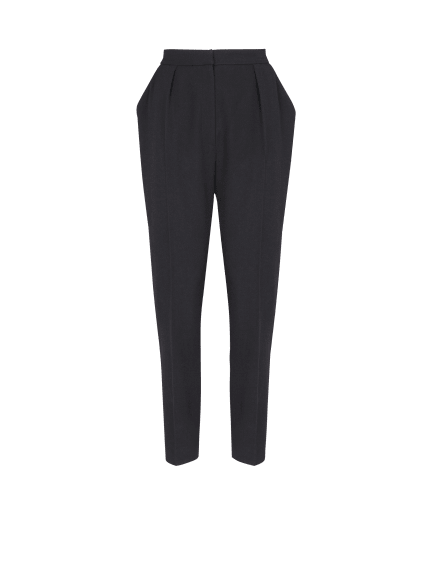 High-waisted grain de poudre trousers