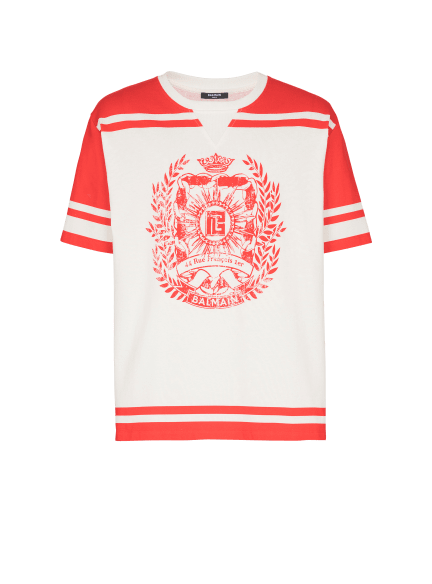 Varsity T-shirt with Balmain Écusson print