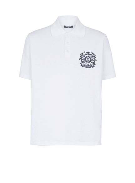 Cotton polo shirt with Écusson print