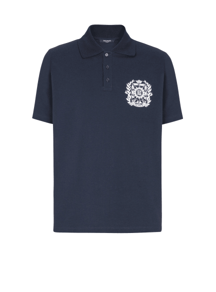 Cotton polo shirt with Écusson print