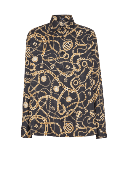 Printed silk shirt with Chaînes pattern
