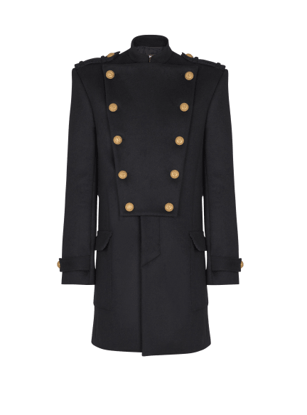 Wool and cashmere coat with detachable bib front