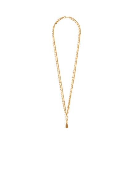 Sync golden brass long necklace 