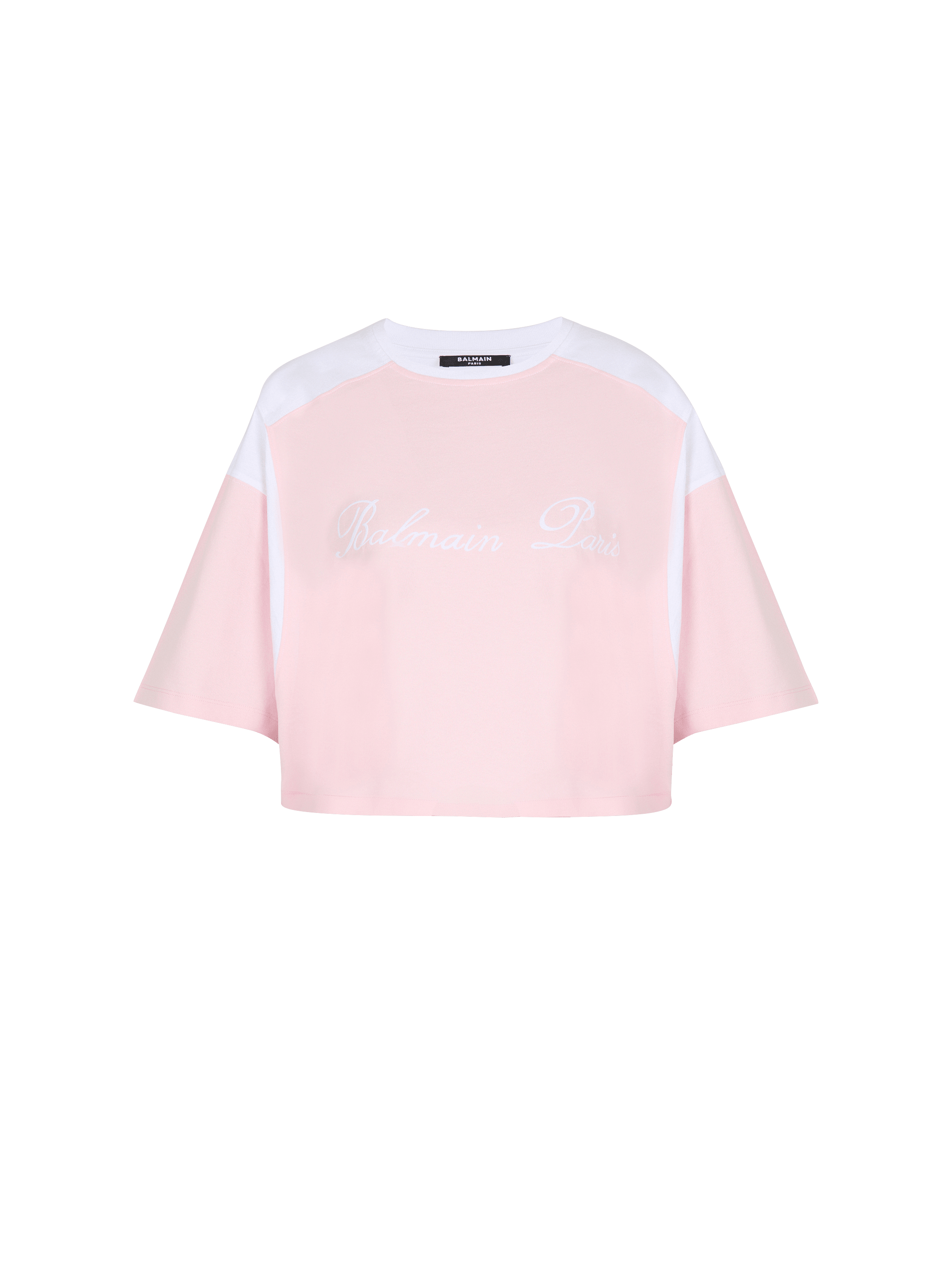 Two-tone T-shirt with Balmain Signature embroidery