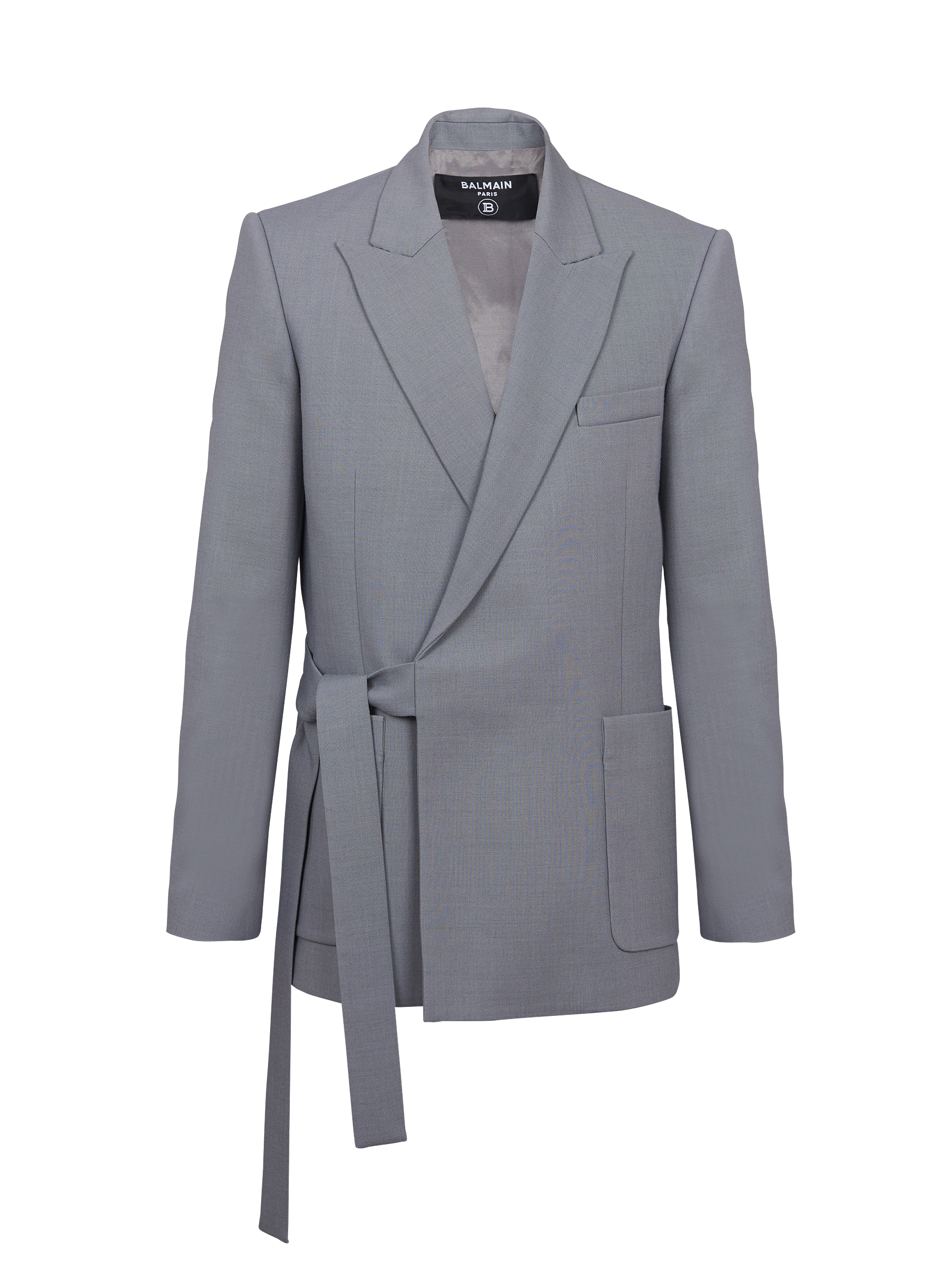 Veste asymétrique ceinturée en double crêpe