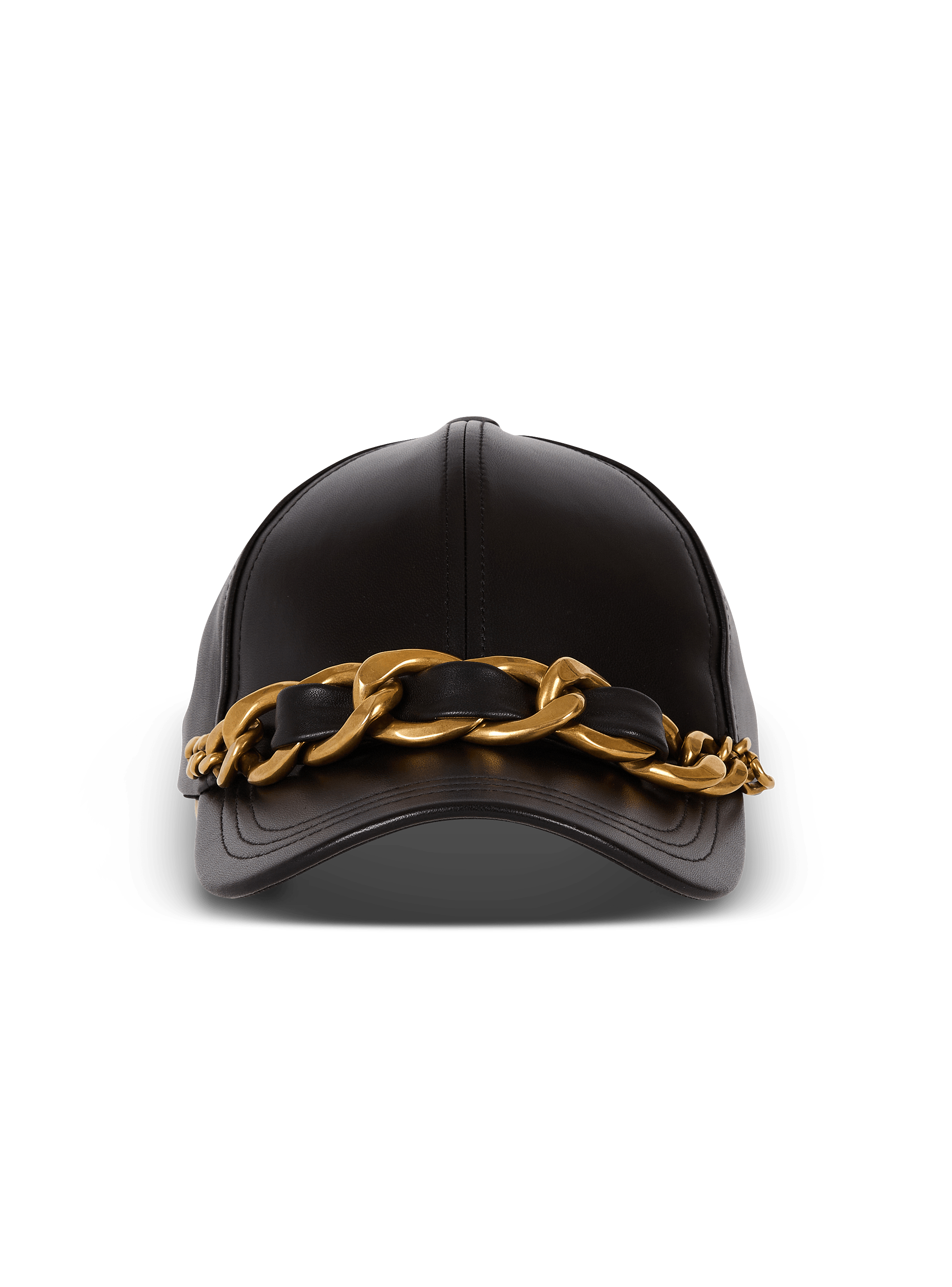 Cappellino in pelle di agnello con catena