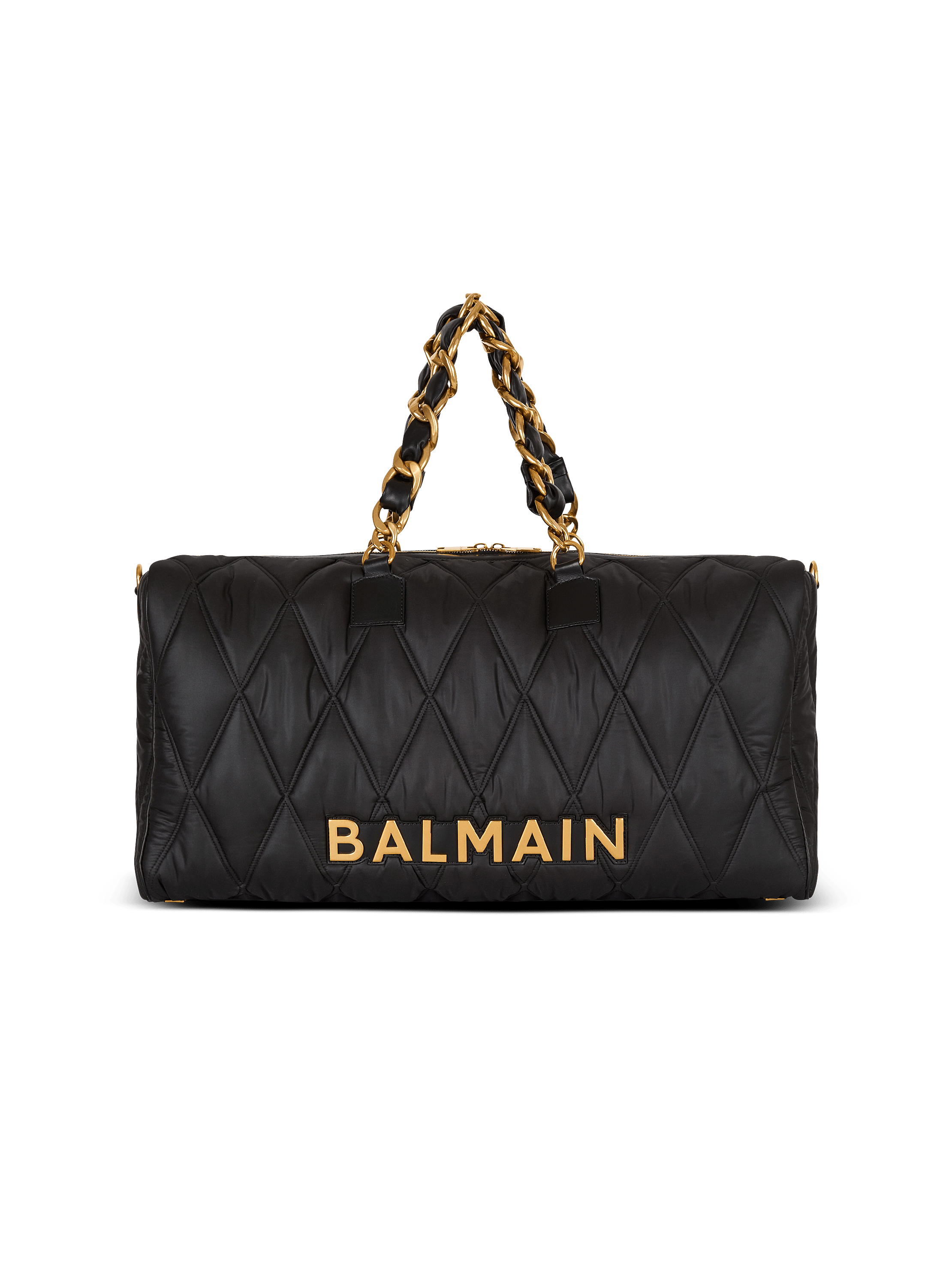 Quilted nylon travel bag with diamond motif