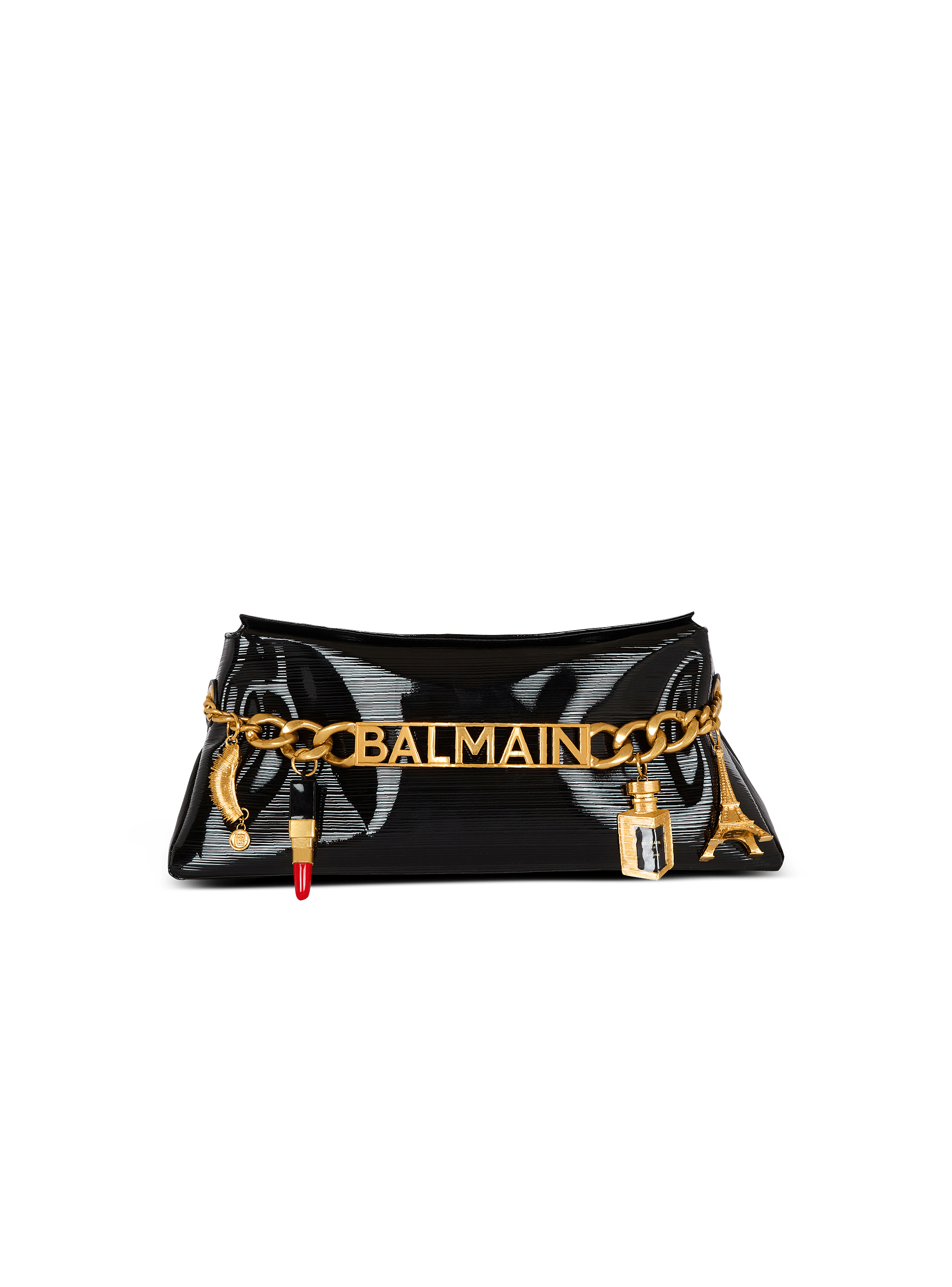 1945 Soft clutch in striped patent leather