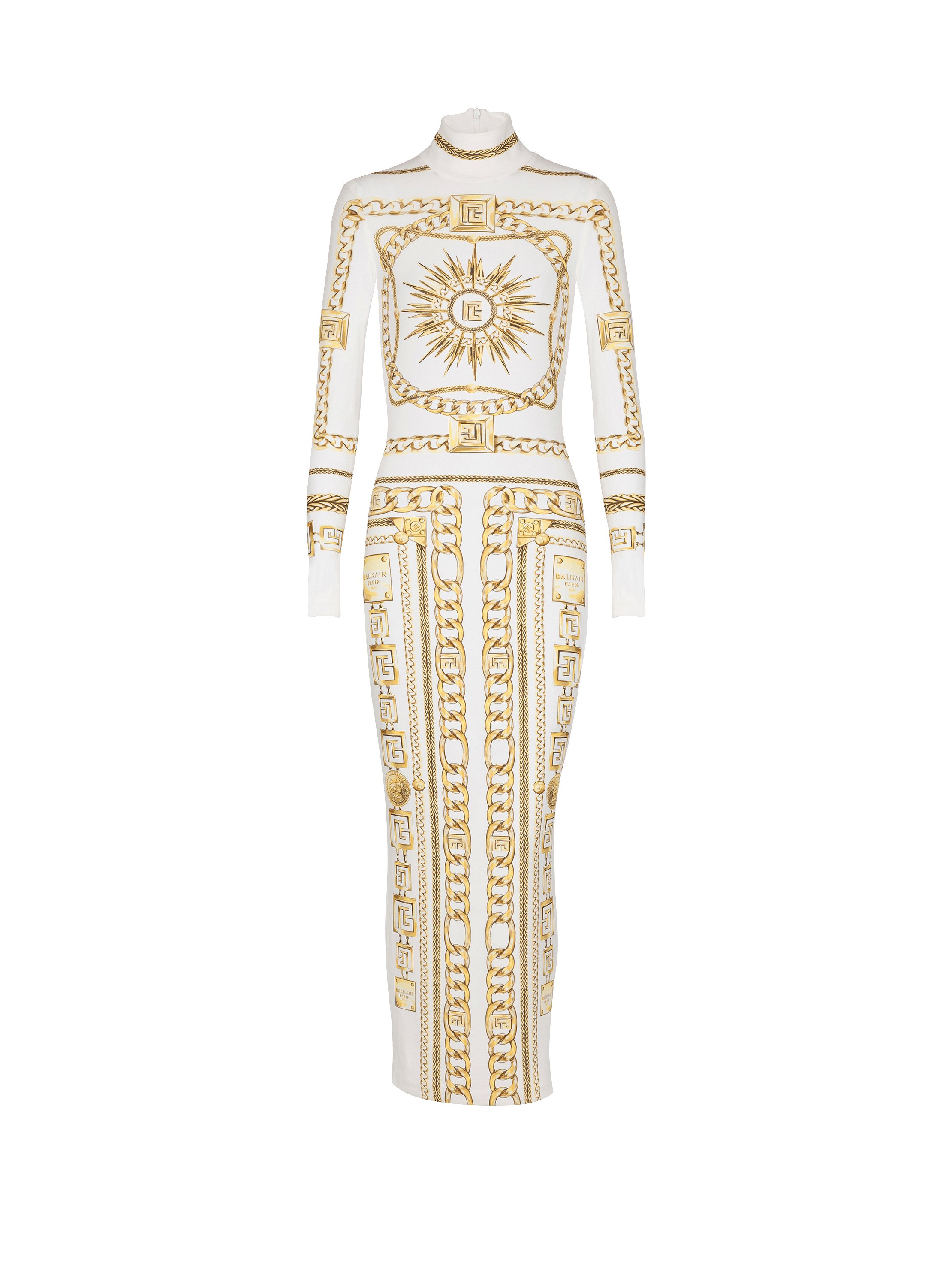 Balmain Foulardプリント ロング丈 ボディコンドレス