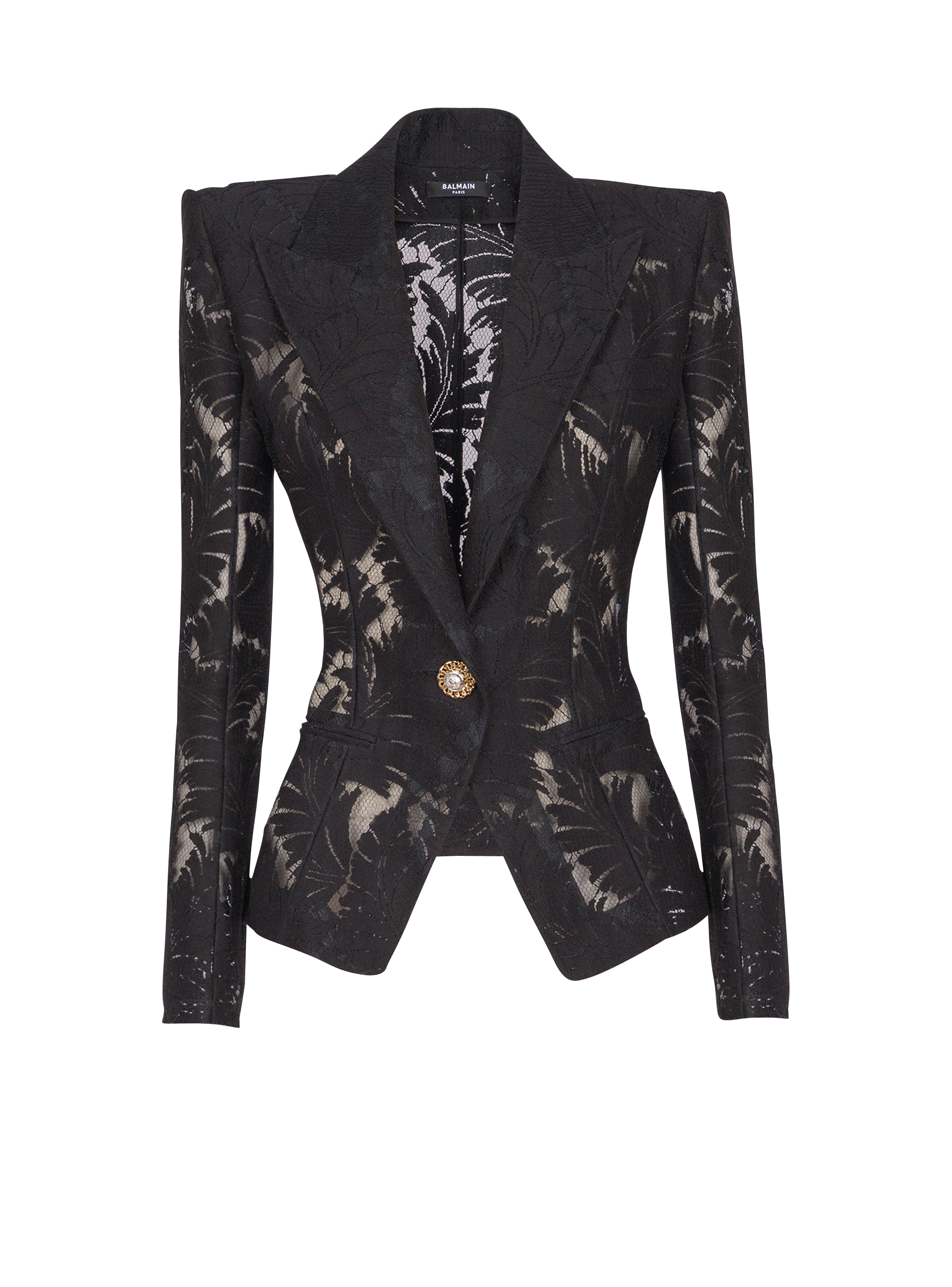 1-button fitted lace jacket