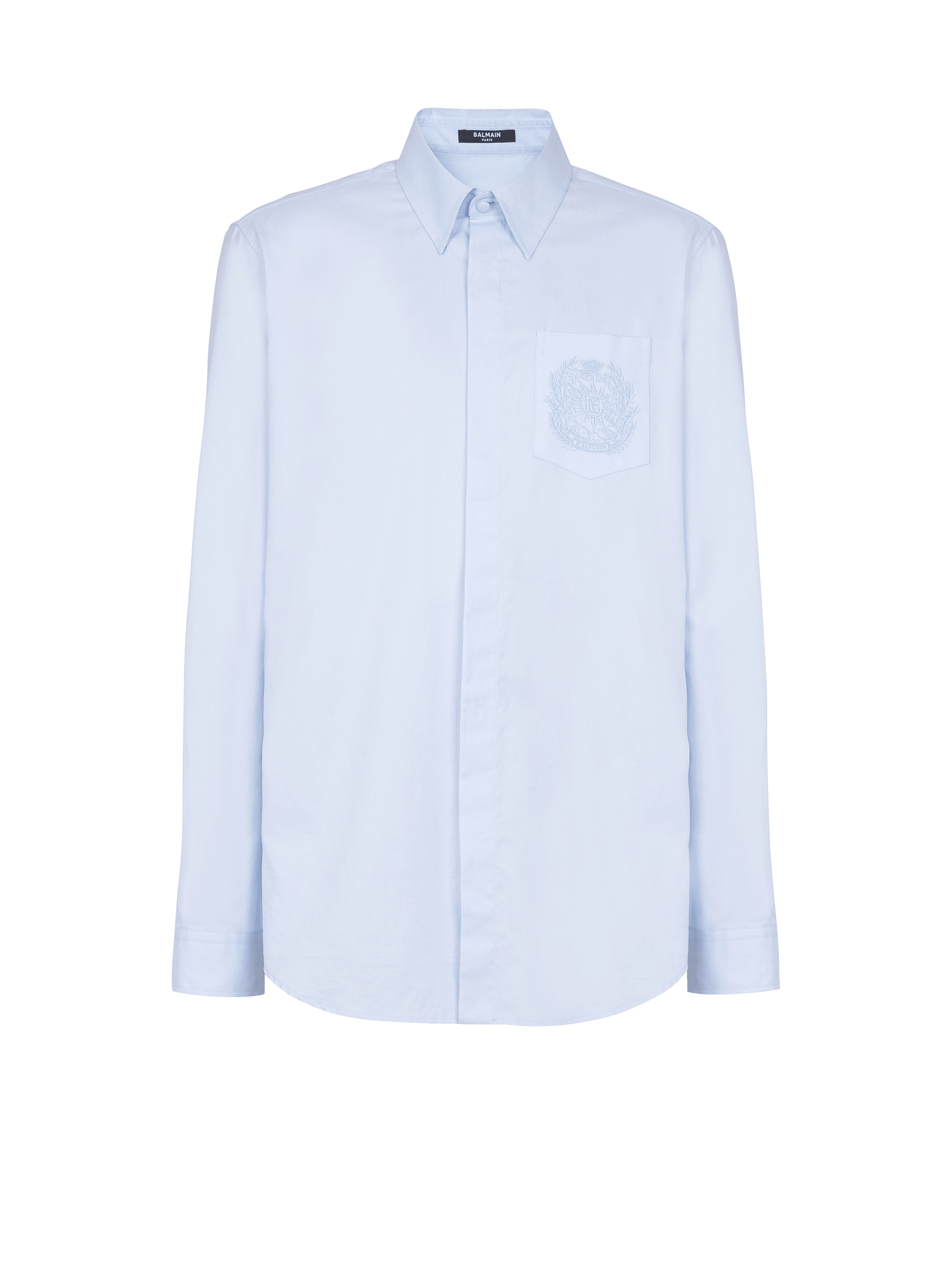 Camicia in cotone con ricamo Balmain stemma