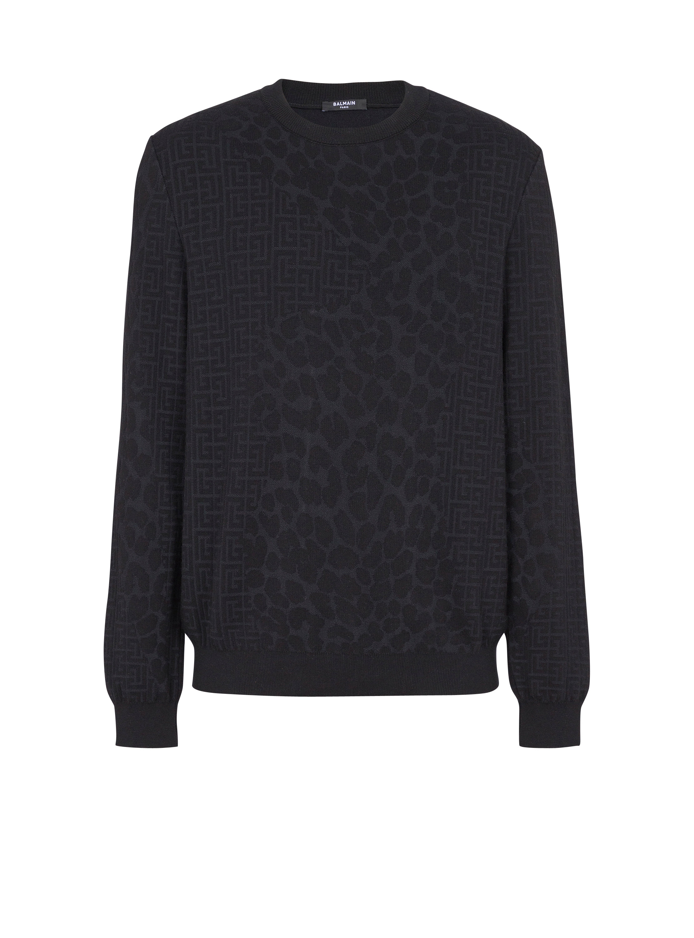 Monogram knit and leopard pattern jumper