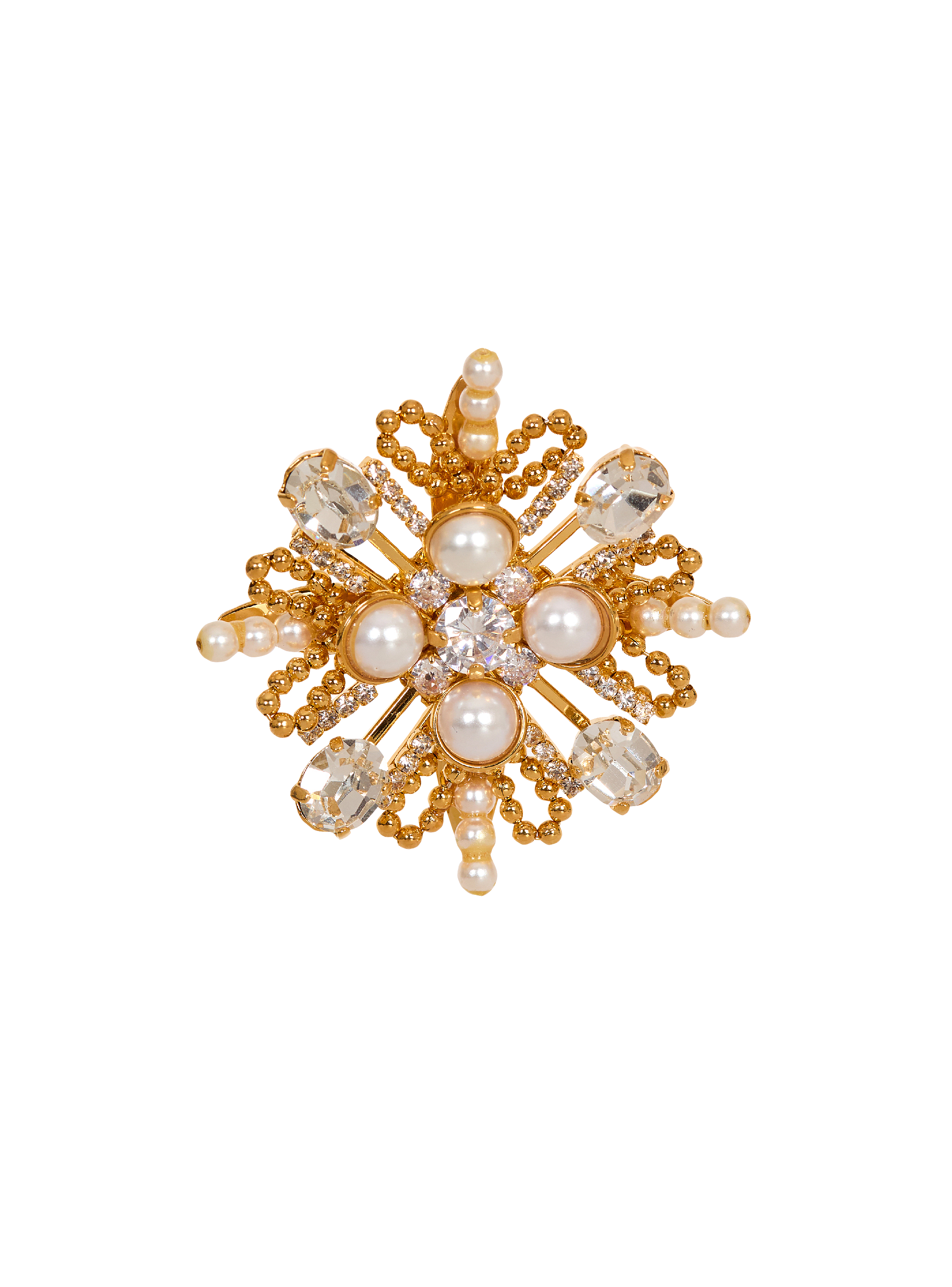 Brandebourg bead and crystal brooch